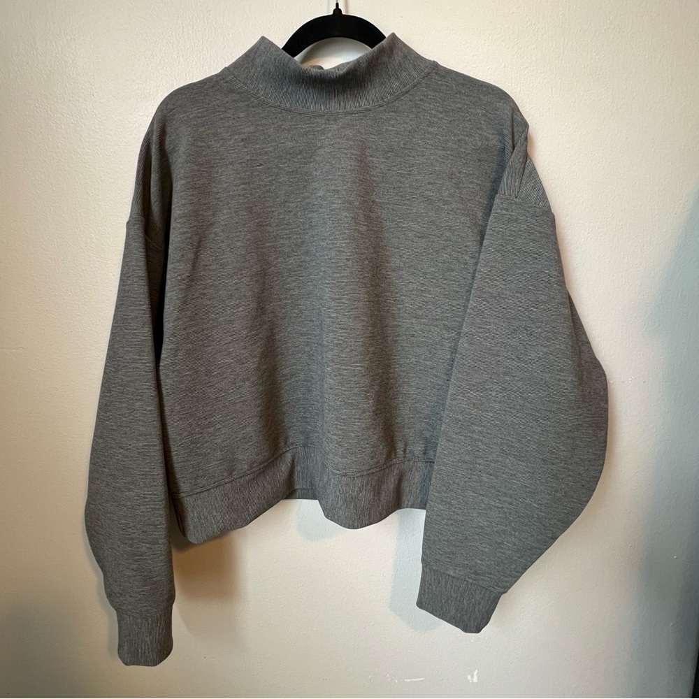 CALIA by Carrie Ribbed Gray Women's Mock Neck Sweater